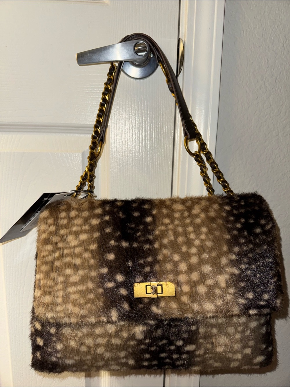 Steve Madden Deer Print Faux Fur Shoulder Bag New with Tags - Picture 2 of 15